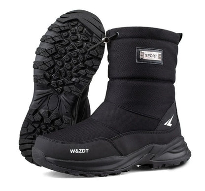 Botas de nieve altas antideslizantes para hombre, para deportes al aire libre, estilo noreste, gruesas, cálidas e informales, de algodón, con terciopelo impermeable.