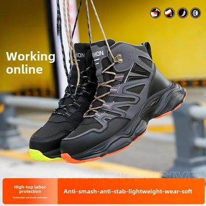 Botas de seguridad indestructibles para hombre, anti-aplastamiento, anti-perforación, para trabajos de construcción, con puntera de acero, botas de trabajo para hombre, calzado de seguridad laboral.