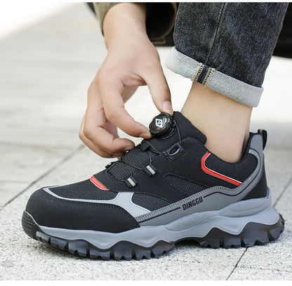 Zapatos de seguridad tipo zapatillas ligeras y transpirables con puntera de acero, diseño antiperforación, amortiguación de impactos y protección antiaplastamiento, calzado de trabajo para hombre.