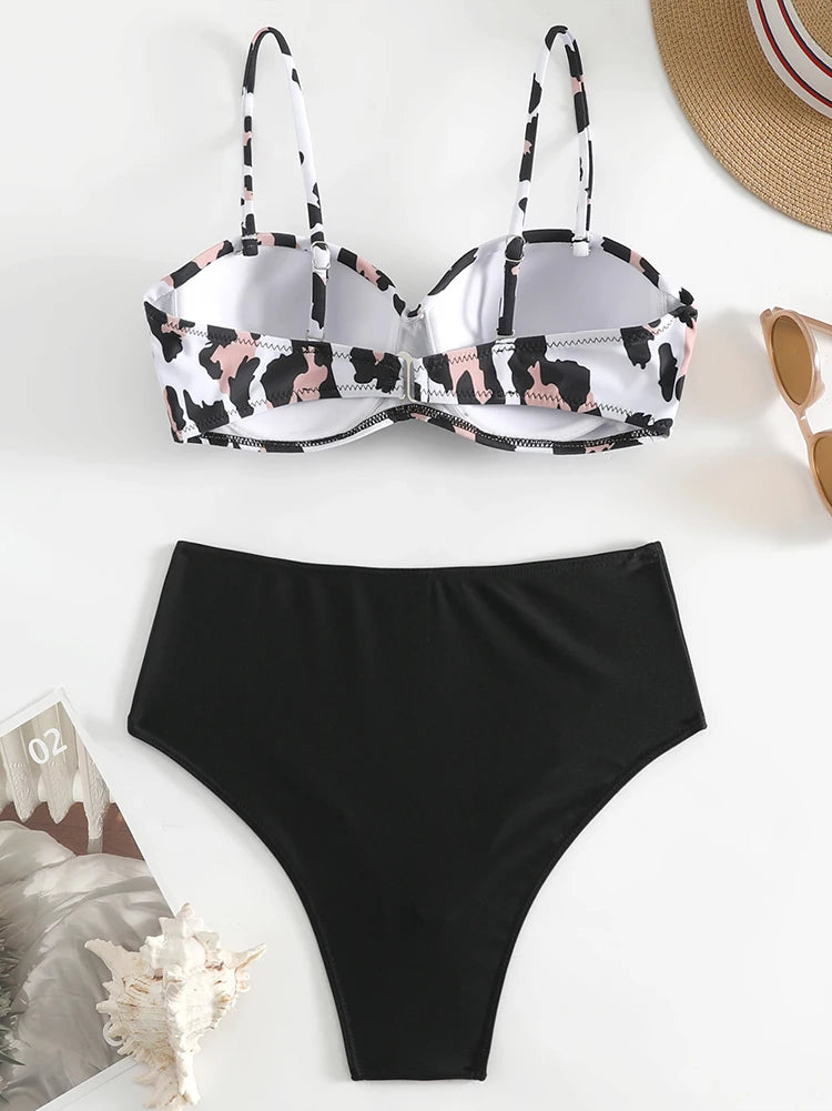 Traje de baño para mujer 2025, traje de baño de dos piezas con cuello halter, conjunto de bikini para mujer, ropa de playa de verano, traje de baño con cordón ajustable, tanga, copa triangular