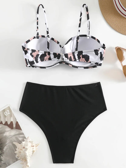 Traje de baño para mujer 2025, traje de baño de dos piezas con cuello halter, conjunto de bikini para mujer, ropa de playa de verano, traje de baño con cordón ajustable, tanga, copa triangular