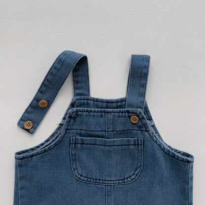 Ropa de bebé para niñas y niños, camiseta con mono vaquero, conjunto de ropa para recién nacidos, 2 piezas