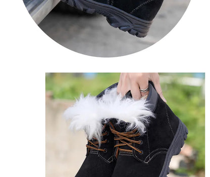 Snow Boots Men's Winter Fur Integrated Men's Shoes Fleece Thickened Warm Labor Insurance Shoes
