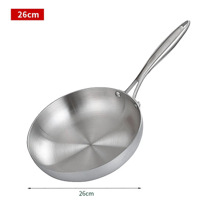 Sartén de acero inoxidable 304, antiadherente, para freír carne, sin revestimiento, para cocina de gas y de inducción.