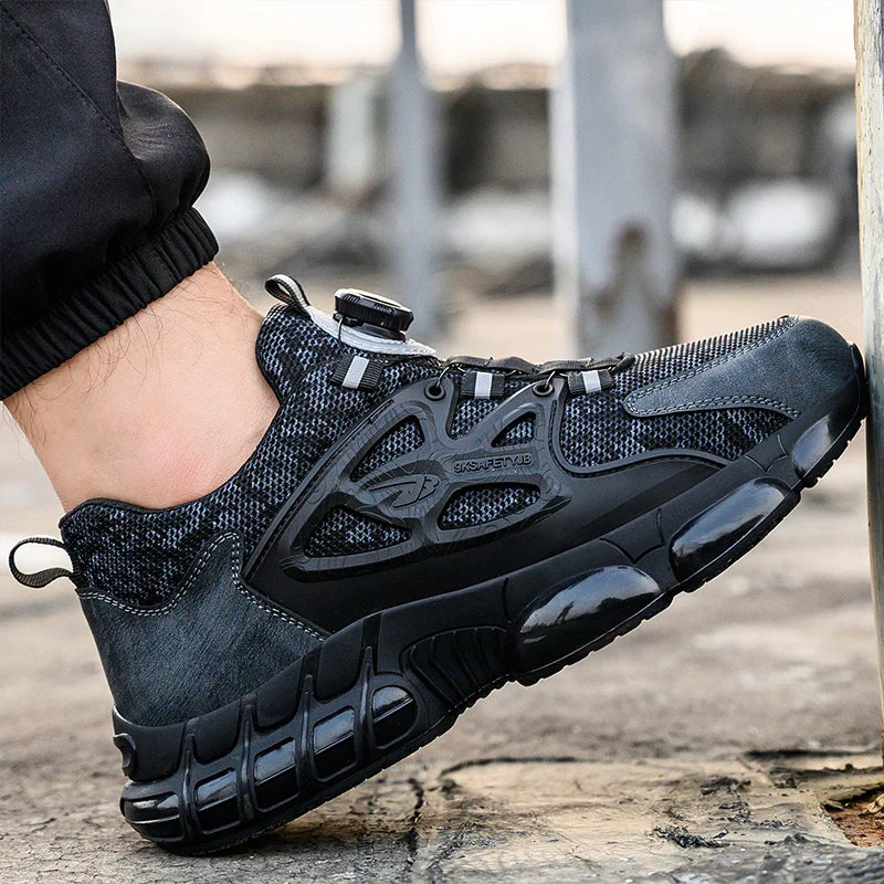 Zapatos de seguridad tipo zapatillas ligeras y transpirables con puntera de acero, diseño antiperforación, amortiguación de impactos y protección antiaplastamiento, calzado de trabajo para hombre.