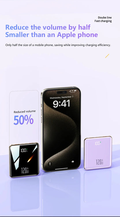 Xiaomi - Mini banco de energía de 500.000 mAh, gran capacidad, carga súper rápida, batería externa con 4 cables integrados para iPhone, Samsung y Xiaomi.