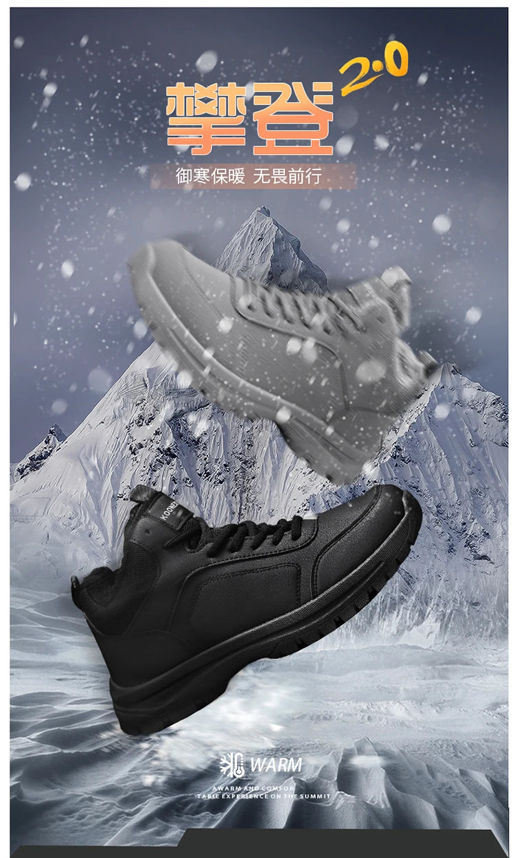 Botas de nieve de gran tamaño para hombre, zapatos de invierno de algodón, botines, zapatos de trabajo para hombre, botas de cuero impermeables de alta calidad, Bota Masculina