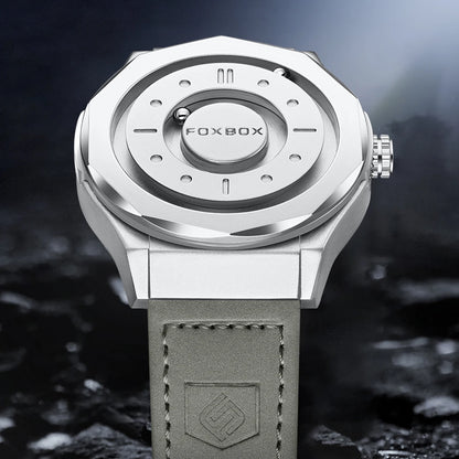 FOXBOX Reloj de negocios de lujo para hombre, resistente al agua hasta 30 m, diseño personalizado, correa de acero inoxidable, reloj de cuarzo para hombre, regalo de moda