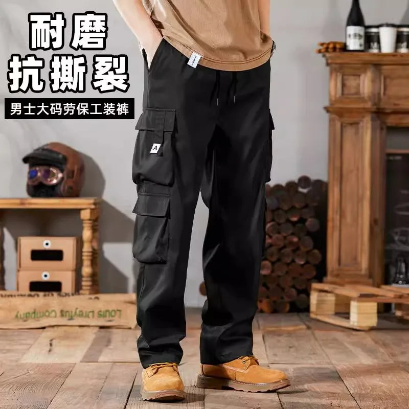 Pantalones de trabajo para hombre de talla grande, modelo 2024, conjunto casual resistente y duradero para la construcción, ideales para el verano. Con puños ajustables.