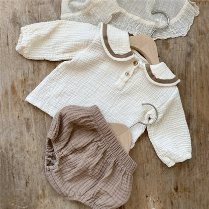 Conjuntos de ropa para bebé de 0 a 3 años, algodón orgánico, diseño azul marino, camisetas y pantalones bombachos, conjunto de 2 piezas, disfraz para bebé.