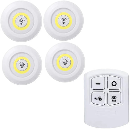 Luz LED regulable para debajo del gabinete con control remoto, funciona con pilas, luces LED para armarios, iluminación de baño, luz nocturna