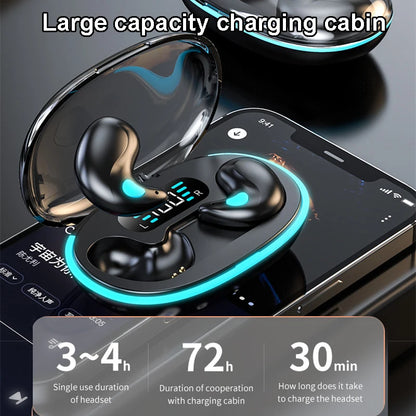 Mini auriculares invisibles para dormir TWS inalámbricos Bluetooth 5.3 con reducción de ruido oculta, auriculares estéreo deportivos