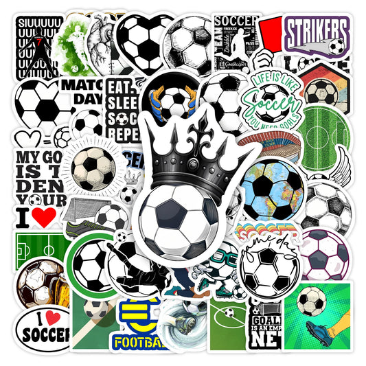 Pegatinas deportivas de fútbol, camisetas de jugadores, cascos, juguetes, calcomanías para portátiles, teléfonos, botellas, decoración, impermeables.
