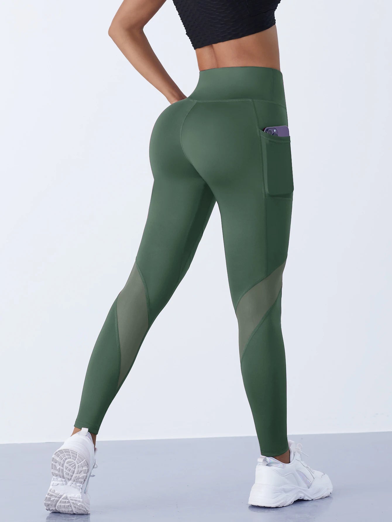 Women's Mesh Splicing Yoga Pants Shaping Leggings High Waist Tummy Control Lift Hips Running Workout Activewear Pants For Female