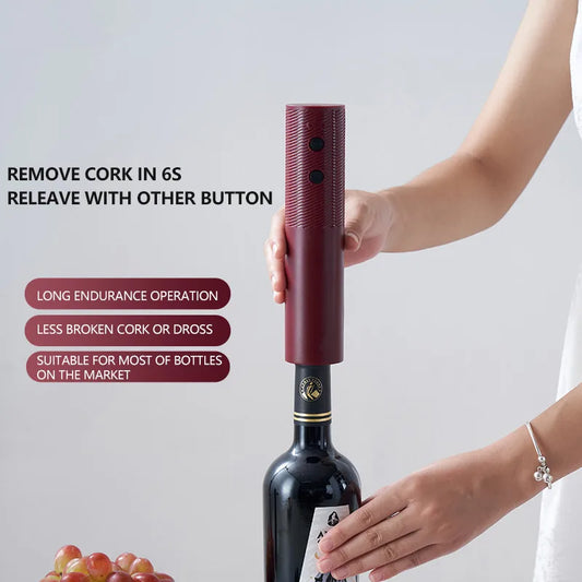 Abridor de botellas de vino eléctrico, automático, reutilizable, fácil de llevar, regalo para camareros, mujeres, hogar, cocina, fiesta, bar.