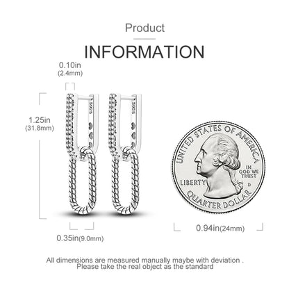 Pendientes de plata 925 con doble aro en forma de U y diseño de serpiente, con circonitas brillantes y pavé, para mujer, regalo de boda o aniversario.