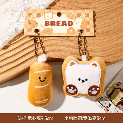 Panes lindos, bolsas de peluche, colgantes, llaveros, accesorios creativos para muñecas pequeñas, mochilas de dibujos animados para niñas al por mayor.
