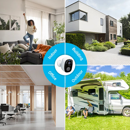 Cámara de seguridad solar inalámbrica para exteriores 2K 5MP con visión nocturna a color, funciona con batería, compatible con WiFi 2.4G, PIR, resistente al agua, comunicación bidireccional con Alexa