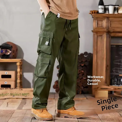 Pantalones de trabajo para hombre, de pierna recta, estilo casual, resistentes, tipo cargo, para trabajos pesados, transpirables y cómodos, estilo militar.