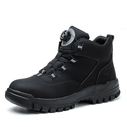 Zapatos de seguridad con botones giratorios para hombre, botas de trabajo impermeables, antigolpes, antipinchazos, protectores, ligeros, para otoño e invierno.
