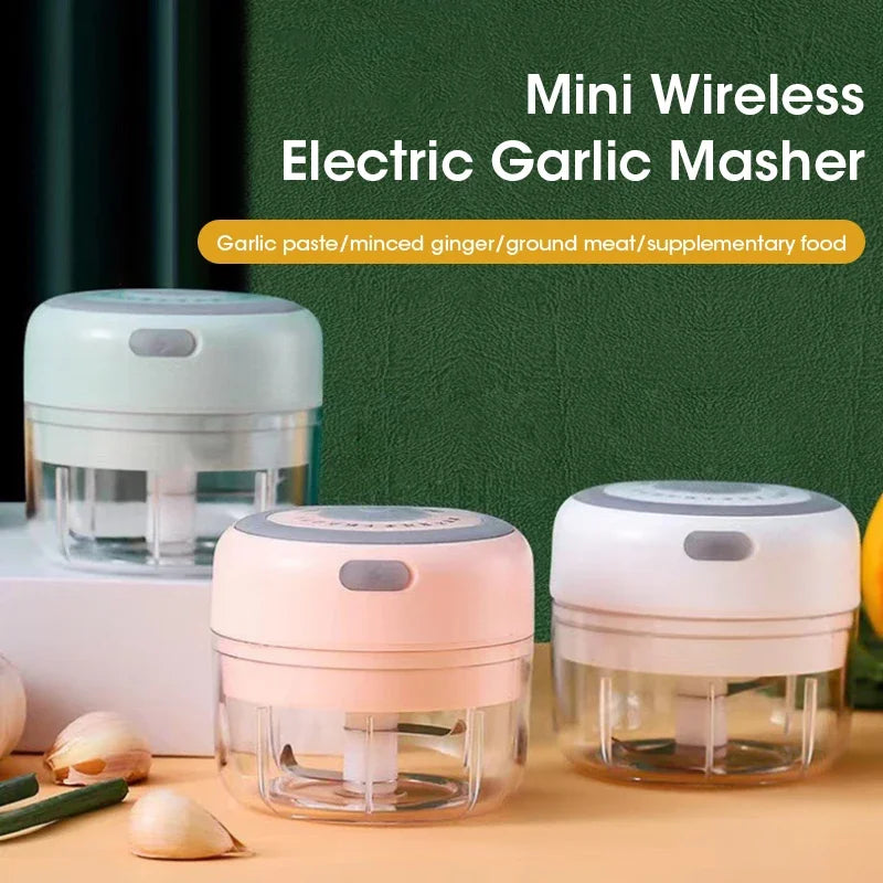 Mini picadora de ajo eléctrica USB de 250 ml, potente picadora de carne y trituradora de verduras y cebolla, accesorios de cocina.