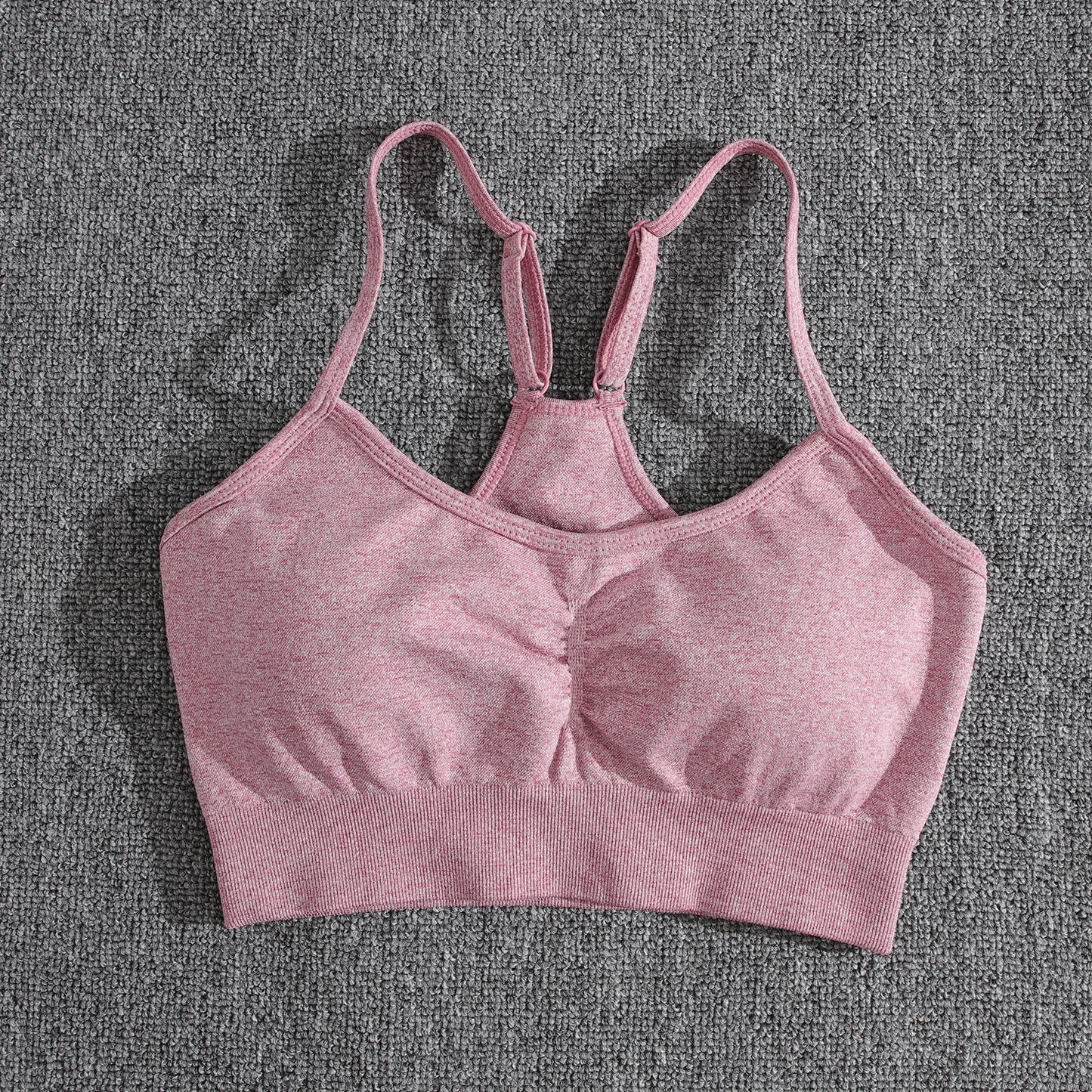 Conjuntos de dos piezas para mujer, pantalones cortos color melocotón, chándal femenino, conjunto de gimnasio, pantalones cortos de fitness con cuello halter, sujetador push up de verano