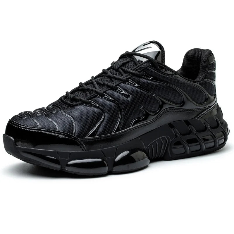 Zapatillas ligeras y transpirables con punta de acero para hombre, calzado de seguridad con protección antigolpes y antiperforación, con botones giratorios.