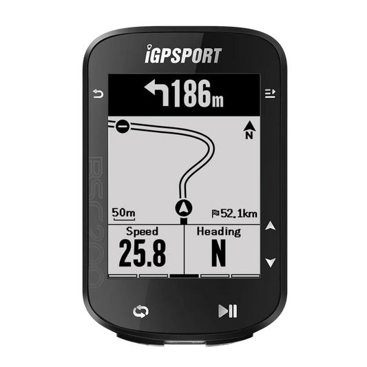 Ciclocomputador GPS IGPSPORT BSC200 con odómetro y velocímetro inalámbrico, navegación de ruta, ANT+, Bluetooth 5.0 y accesorios.
