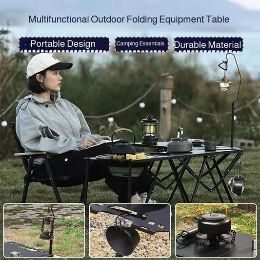 Mesa de comedor plegable multifuncional para exteriores, de aleación de aluminio, para acampar, portátil, para barbacoa, para picnic y camping.