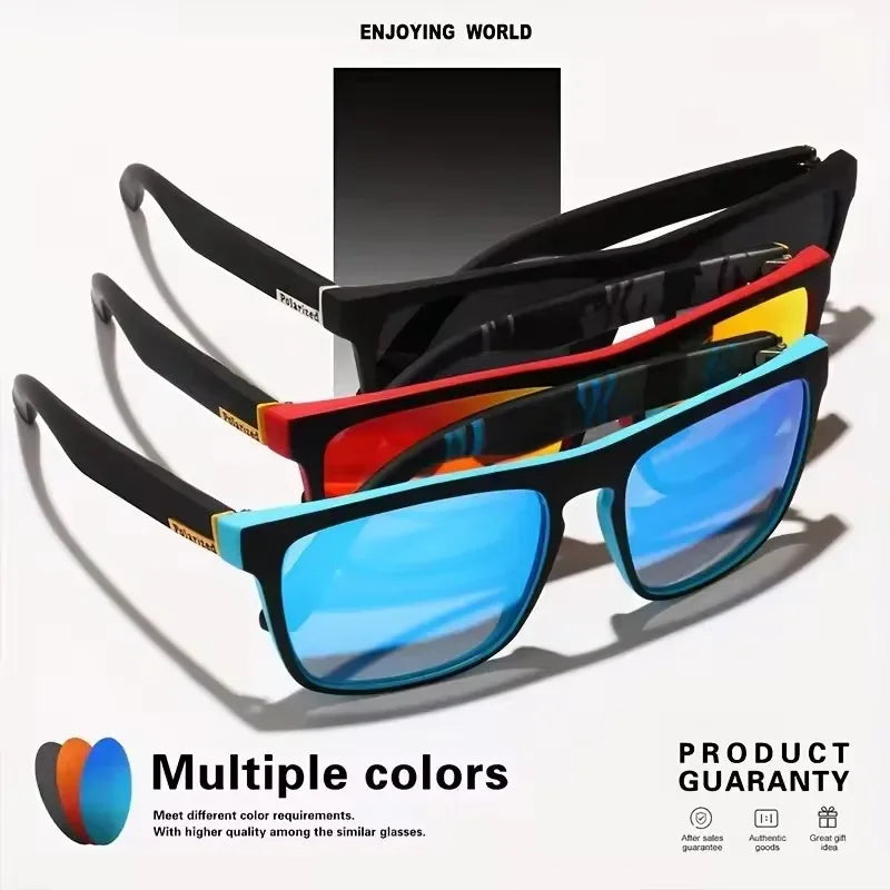 Gafas de sol deportivas de moda, polarizadas, con protección UV, personalizadas, con montura cuadrada de metal, para hombre y mujer, con protección UV400.