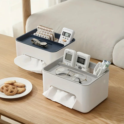 Caja de almacenamiento multifuncional para escritorio, caja de pañuelos, caja de cartón para cajones, estante para guardar artículos diversos con control remoto, organización de almacenamiento de escritorio