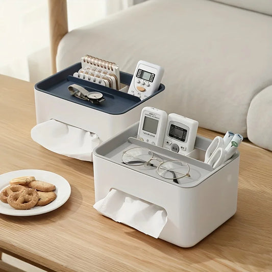 Caja de almacenamiento multifuncional para escritorio, caja de pañuelos, caja de cartón para cajones, estante para guardar artículos diversos con control remoto, organización de almacenamiento de escritorio