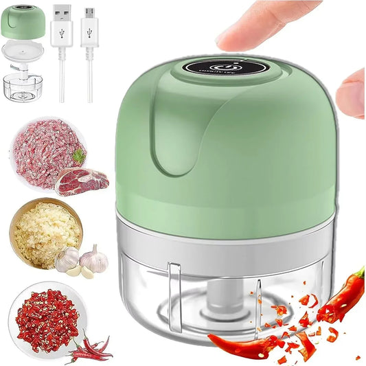 Mini picadora de ajo eléctrica de 250 ml, con carga USB, cortadora de jengibre y verduras, picadora de alimentos, herramientas de cocina.
