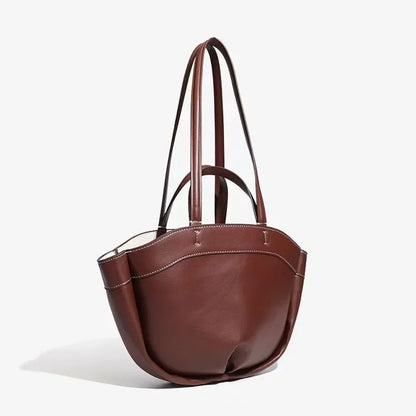 Bolso de mano marrón de gran capacidad y moda ZA, bolso de mano de un solo hombro de cuero sintético de fibra súper suave para desplazamientos y compras