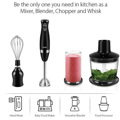 Batidora de mano de acero inoxidable 3 en 1, batidora eléctrica de inmersión con bol, picadora de carne y verduras, batidora Sonifer
