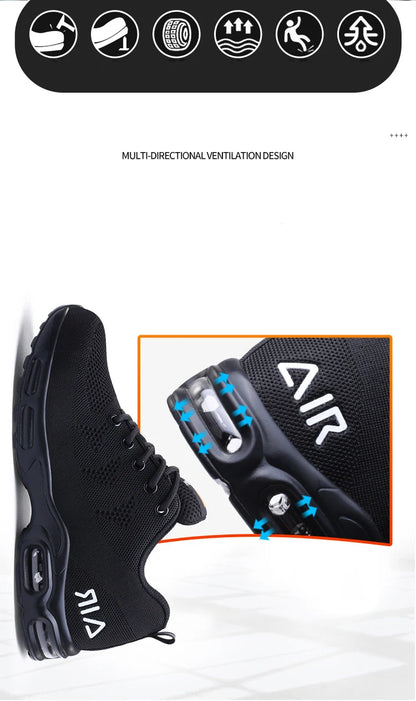 Calzado de seguridad para hombre, botas de trabajo ligeras, zapatillas con cámara de aire, zapatos de trabajo antiperforación, zapatos indestructibles con puntera de acero.