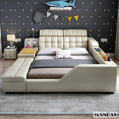 Moderna cama inteligente multifuncional con almacenamiento, altavoces, USB, estanterías y tatami: cama de lujo tamaño king/queen Ultimate