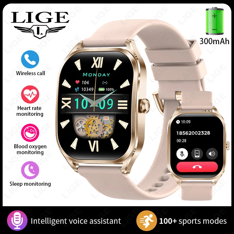 Reloj inteligente FOXBOX para mujer, con pantalla curva 3D, Bluetooth, llamadas, deportivo, resistente al agua, monitor de salud, para hombre y mujer.