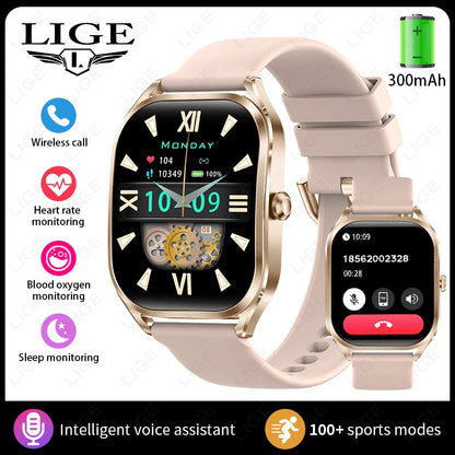 Reloj inteligente FOXBOX para mujer, con pantalla curva 3D, Bluetooth, llamadas, deportivo, resistente al agua, monitor de salud, para hombre y mujer.