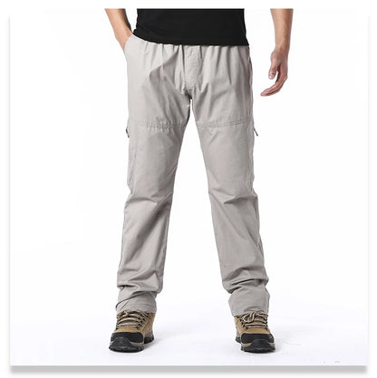 Pantalones cargo de algodón de alta calidad para hombre, pantalones tácticos informales con múltiples bolsillos para primavera y otoño, para acampar al aire libre, senderismo y trabajo.