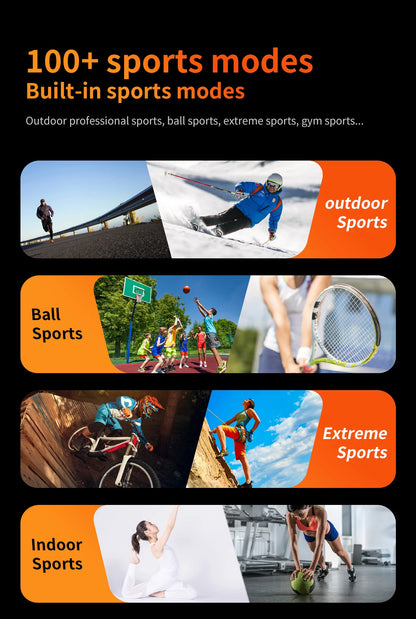 Reloj inteligente de 2,01 pulgadas para hombre y mujer, con linterna LED, control del ritmo cardíaco, para deportes al aire libre y fitness, resistente al agua