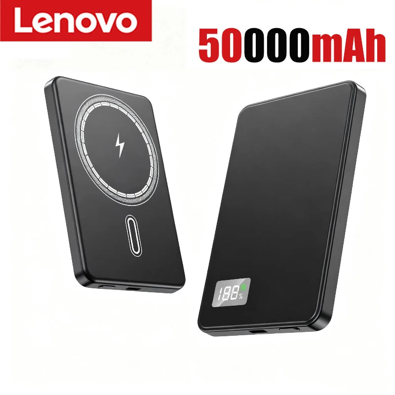 Batería externa magnética portátil Lenovo de 500.000 mAh, inalámbrica, PD22,5 W, carga rápida, compatible con Magsafe para iPhone y Samsung.