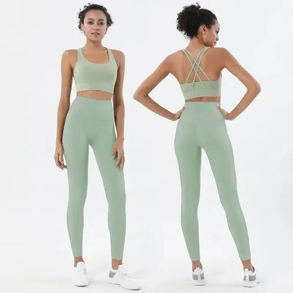 Women's Naked Feeling Sports Bra and Leggings Set - 2 Piece Gym Outfit for Fitness, Yoga Clothes Leggings and Tops Workout Suits