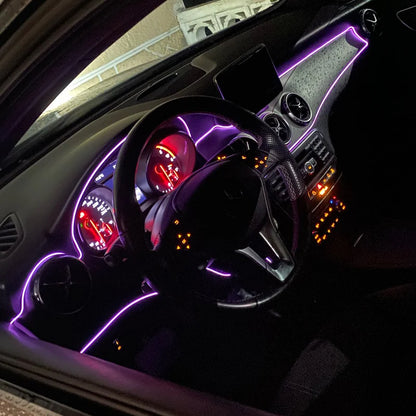 Tira de luces LED para interior de coche, 5 m, 5 V, flexible, tubo de luz fría EL, con USB, para decoración de interiores de coche
