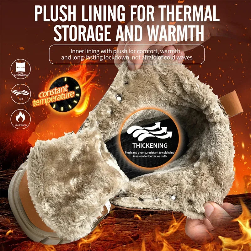 Botas de seguridad para el trabajo para hombre, cálidas y resistentes al agua, con punta de acero, para invierno, 2024