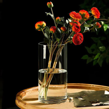 Maceta de vidrio para escritorio con plantas hidropónicas, florero de vidrio transparente, florero cilíndrico para dormitorio, decoración del hogar