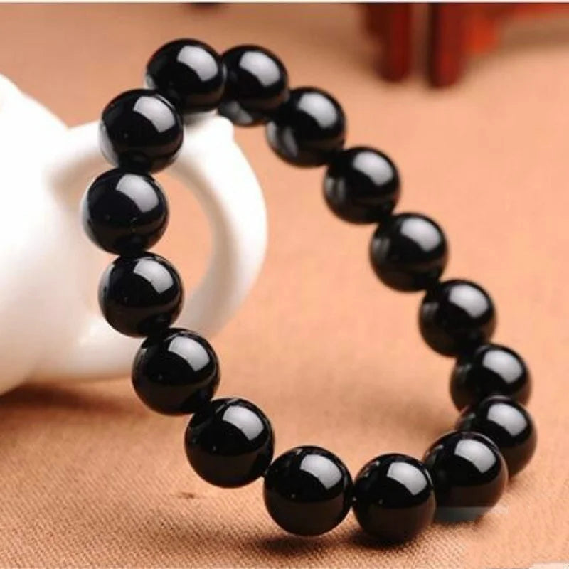Pulsera de turmalina negra natural, pulsera de cuentas de piedra, pulsera energética de gemas para hombres, pulsera energética de yoga, hecha a mano, regalo para mujeres