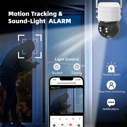 Cámara IP de seguridad inteligente Tuya SmartLife WIFI 3MP IP65 resistente al agua con seguimiento humano, visión nocturna a color y energía solar.