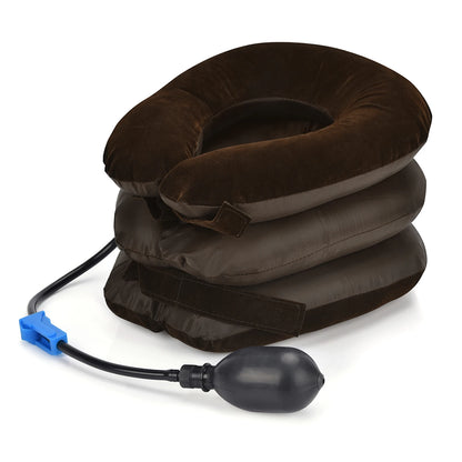 Masajeador cervical inflable con tracción cervical y aire, soporte para el cuello, almohada cervical suave.