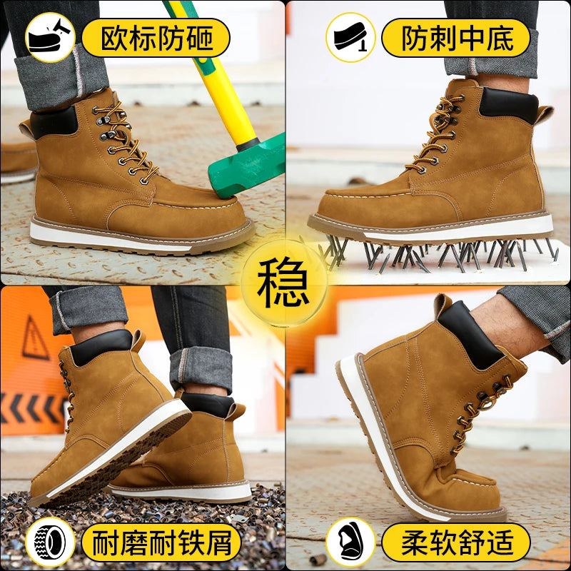 Calzado de seguridad para hombre, resistente a impactos, perforaciones y desgaste. Botas de trabajo antideslizantes de caña alta, ideales para exteriores, fábricas y trabajos de protección.